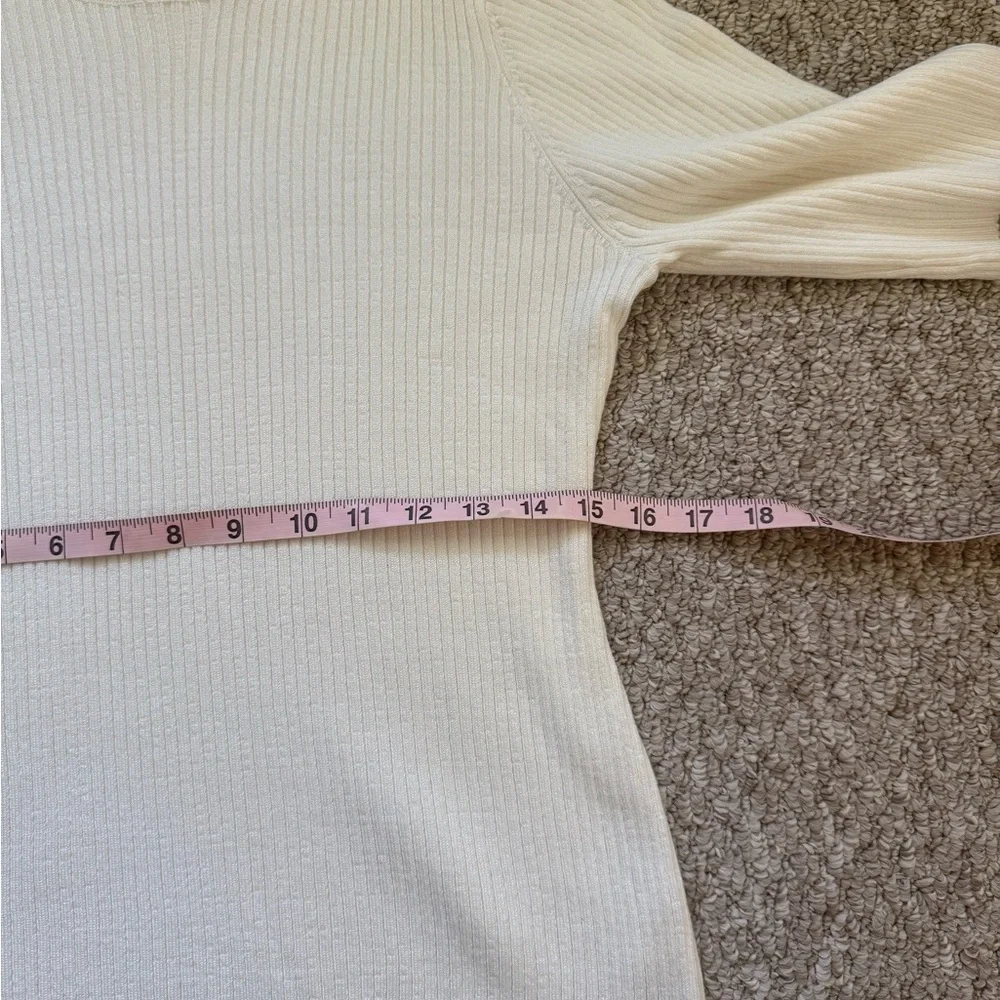 Cream Ribbed Short Sleeve Top - Picture 4 of 7